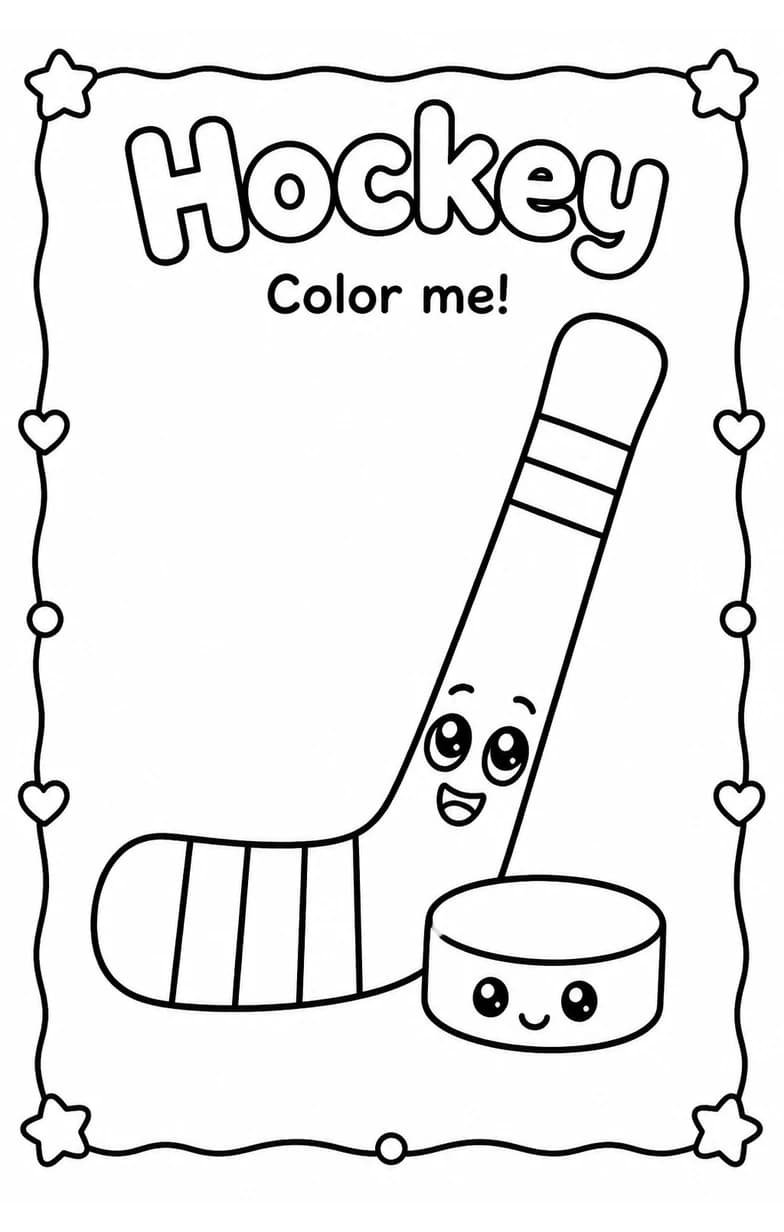 Hockey Coloring Pages — free printable Kindergarten Art worksheet