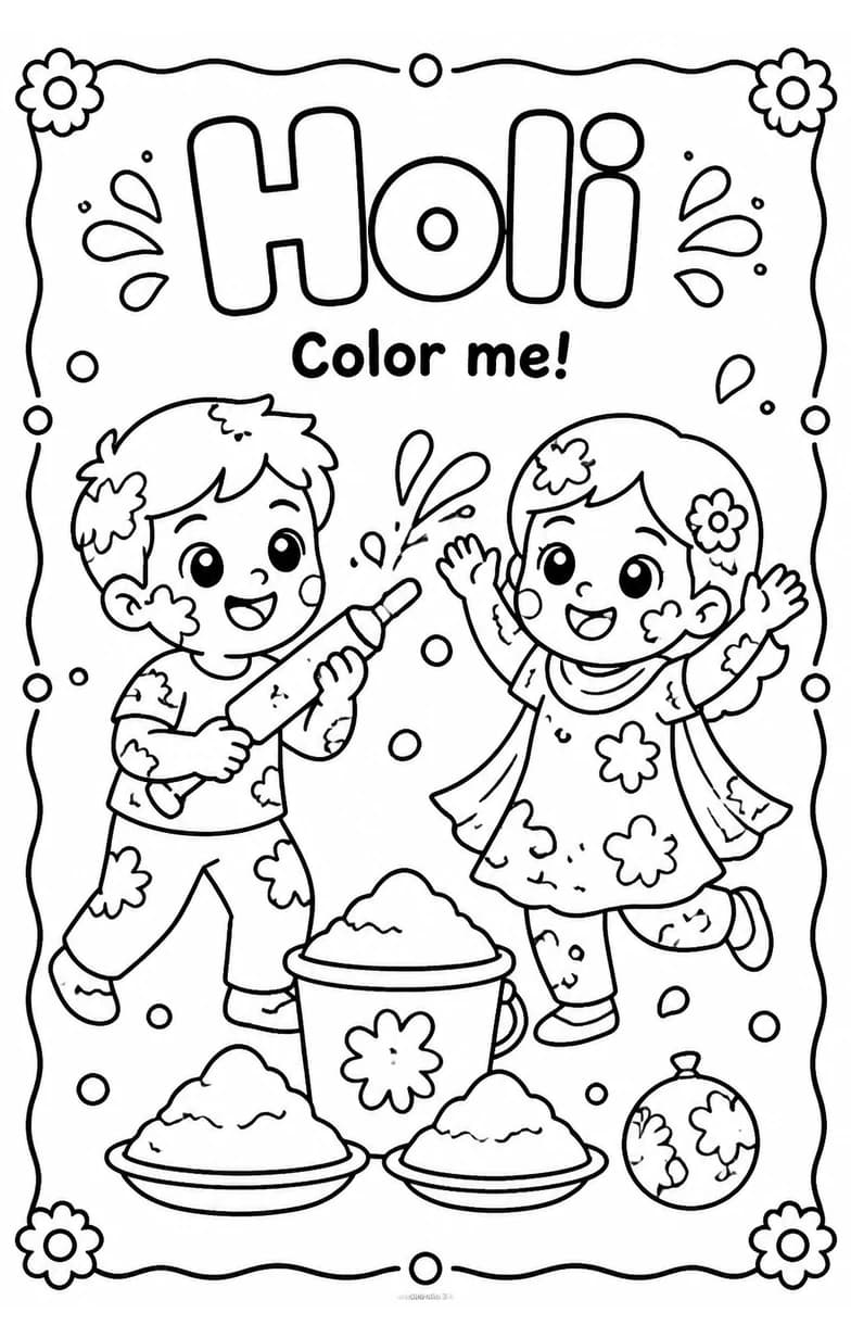 Holi Coloring Pages