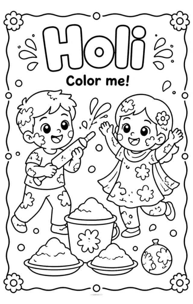 Holi Coloring Pages