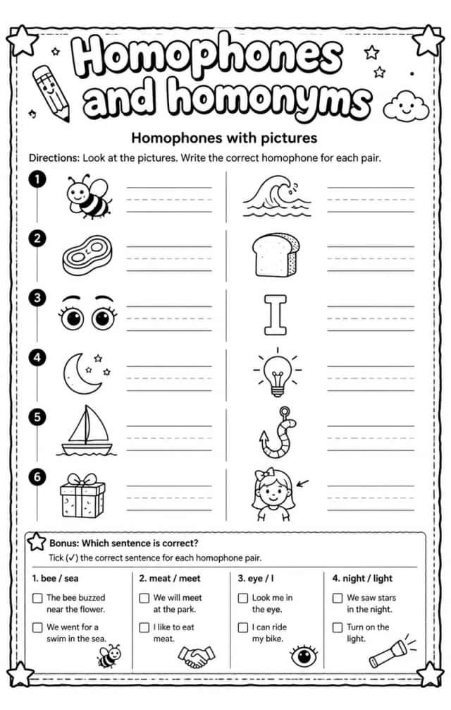 Homophones with pictures