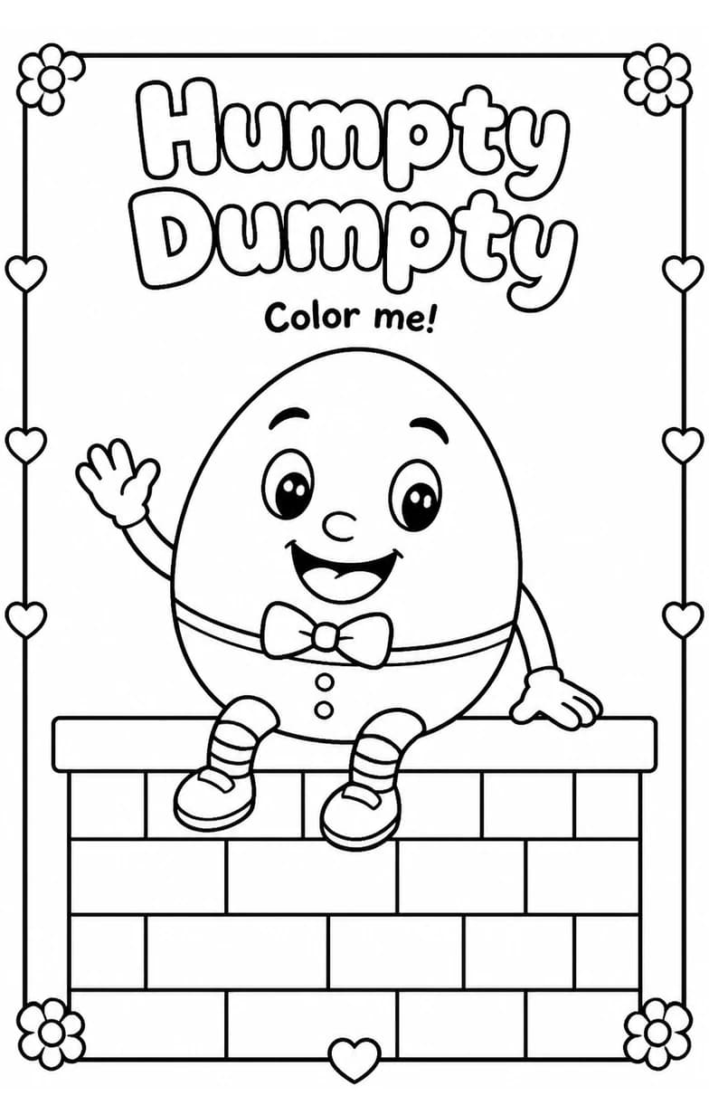 Humpty Dumpty Coloring Pages — free printable Kindergarten Art worksheet