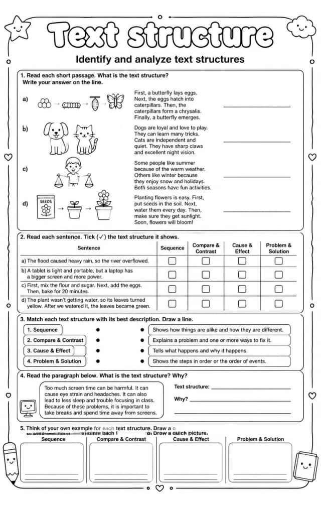 Identify and analyze text structures