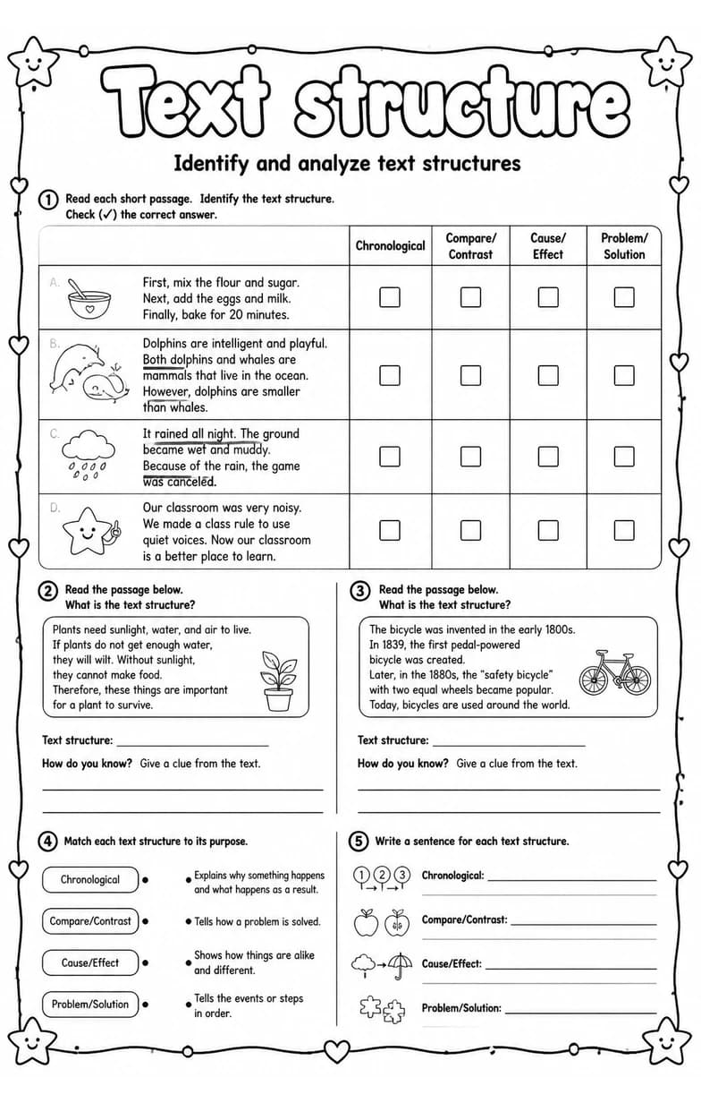 Identify and analyze text structures