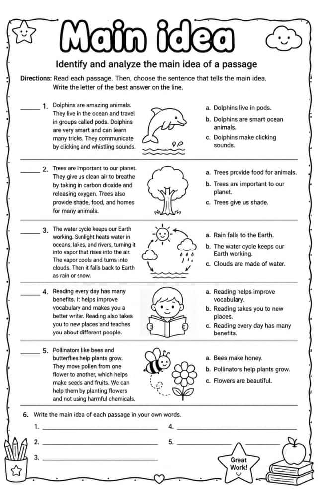 Identify and analyze the main idea of a passage