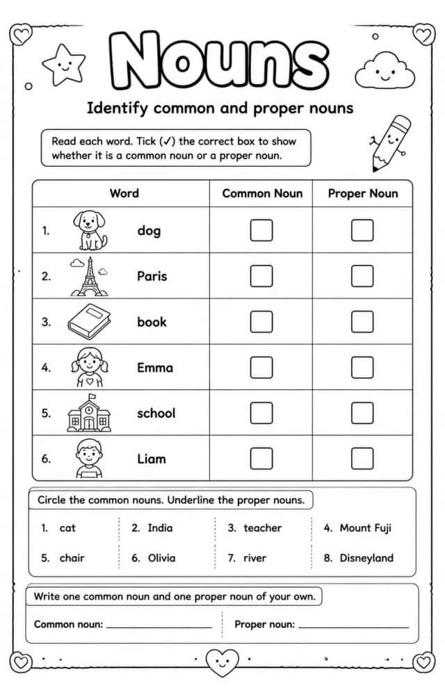 Identify common and proper nouns