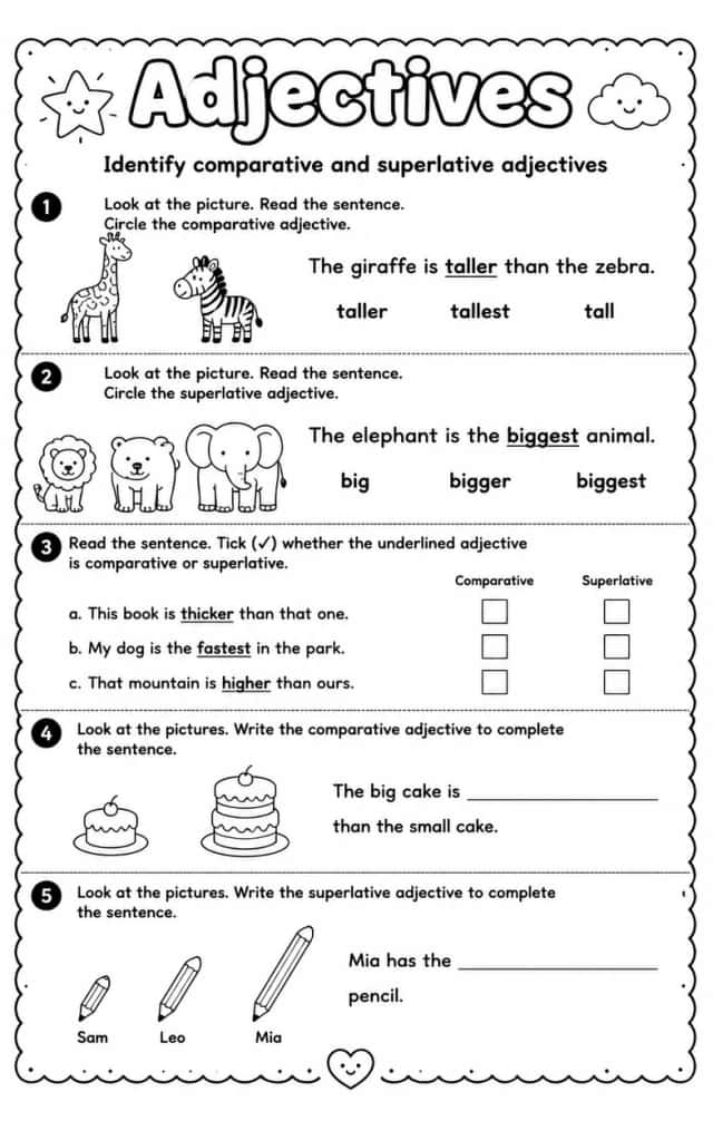 Identify comparative and superlative adjectives