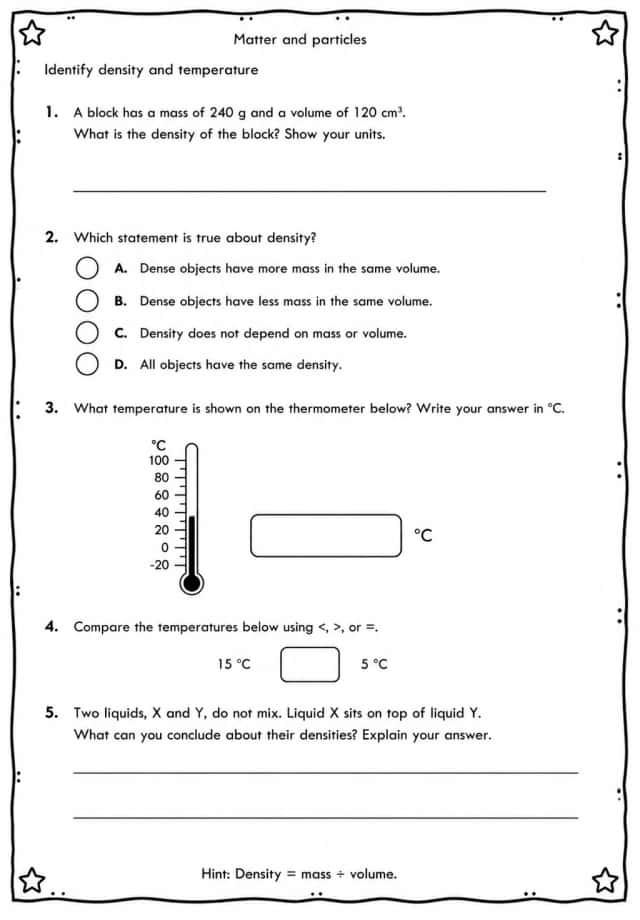 Identify density and temperature