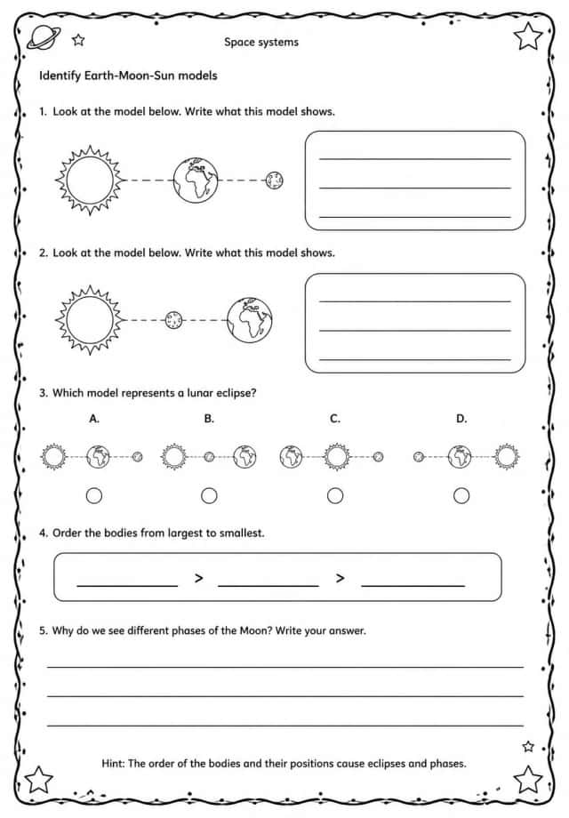 Identify Earth-Moon-Sun models