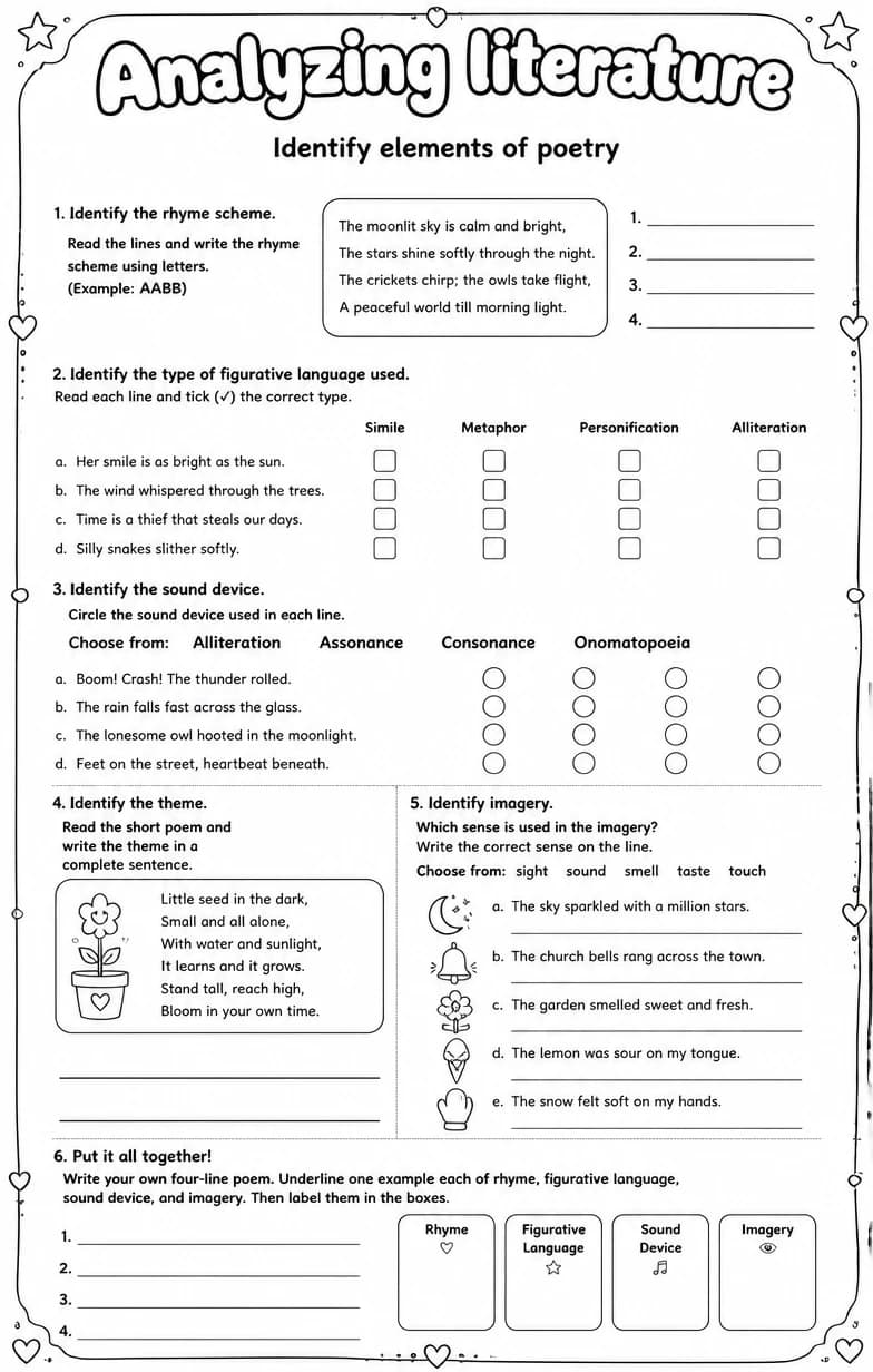 Identify elements of poetry