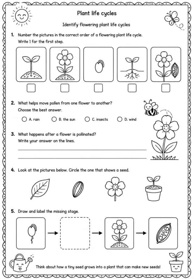 Identify flowering plant life cycles