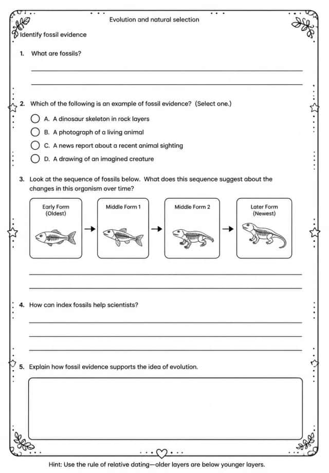 Identify fossil evidence
