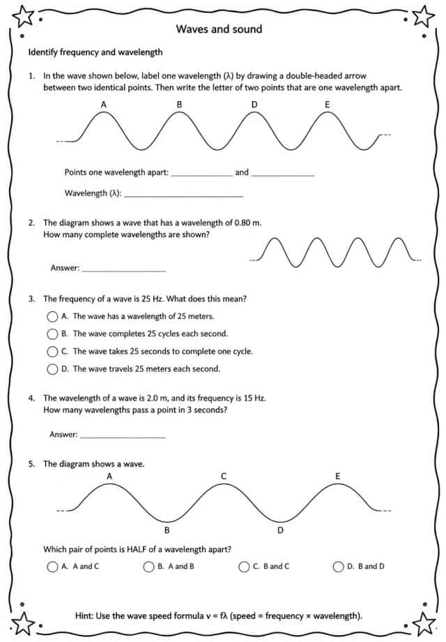 Identify frequency and wavelength