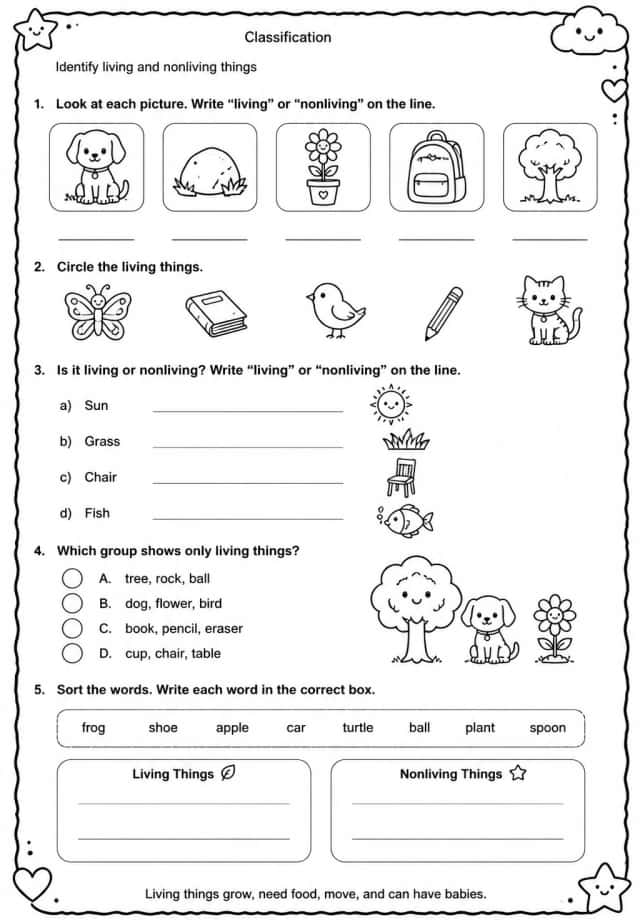 Identify living and nonliving things
