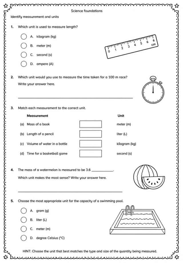 Identify measurement and units