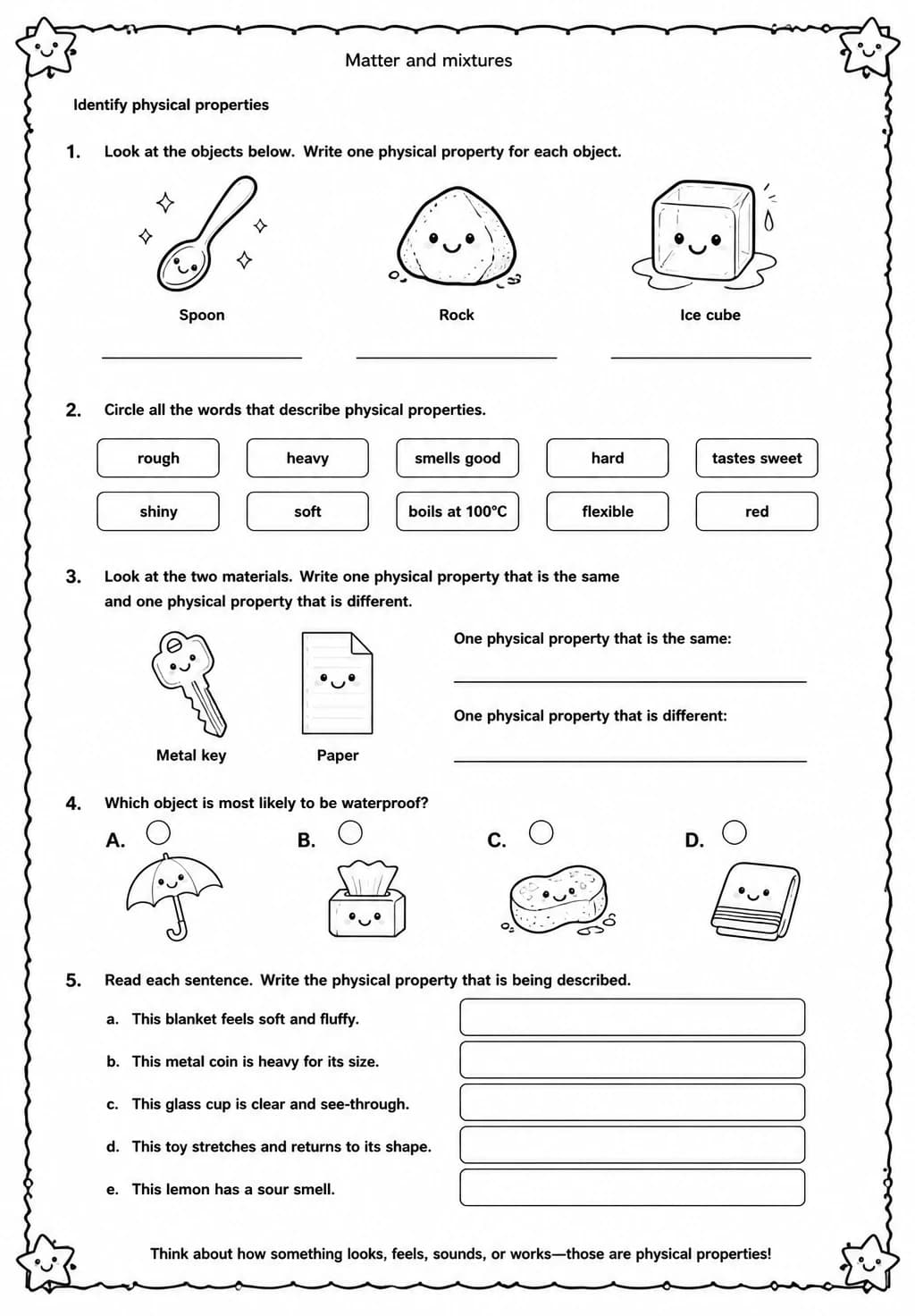 Identify physical properties