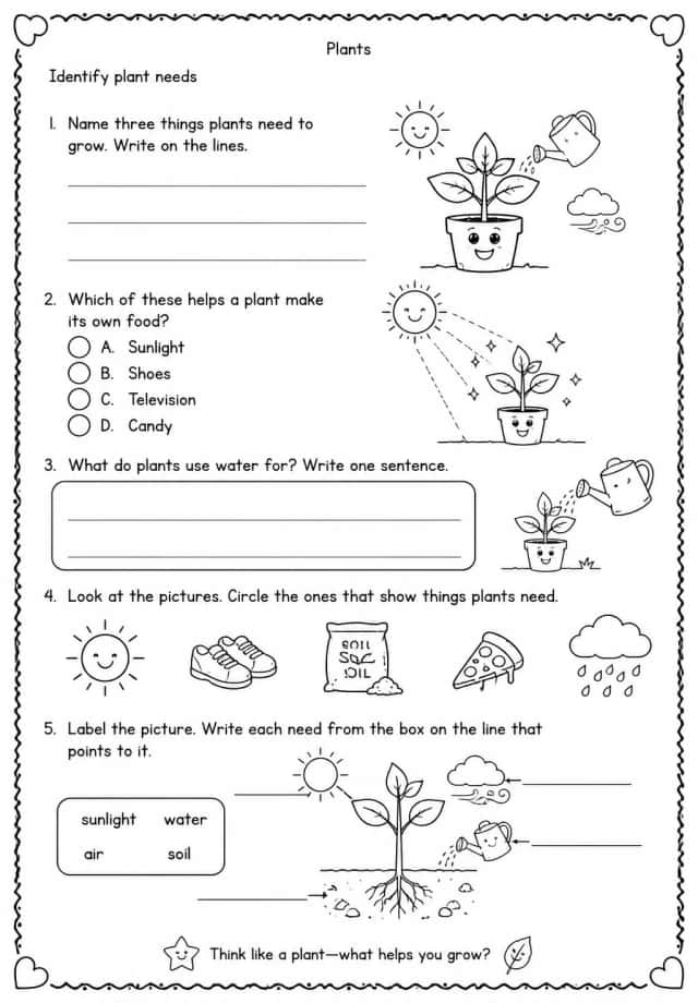 Identify plant needs