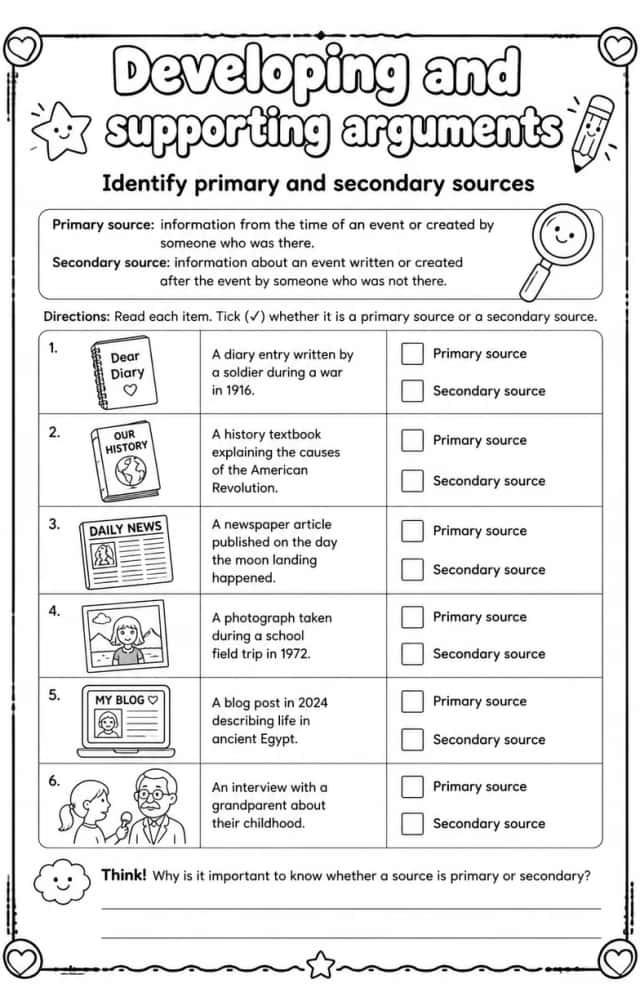 Identify primary and secondary sources