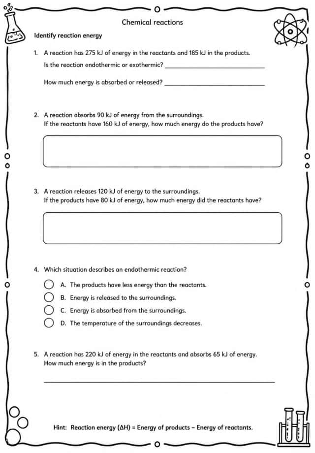 Identify reaction energy