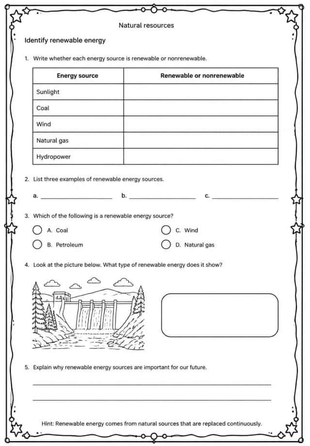 Identify renewable energy