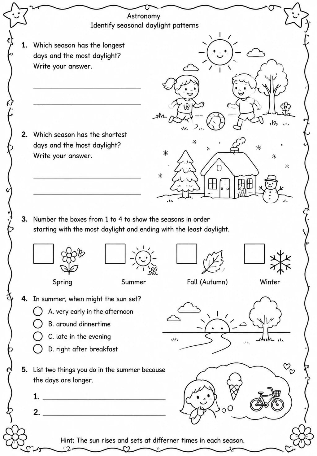 Identify seasonal daylight patterns