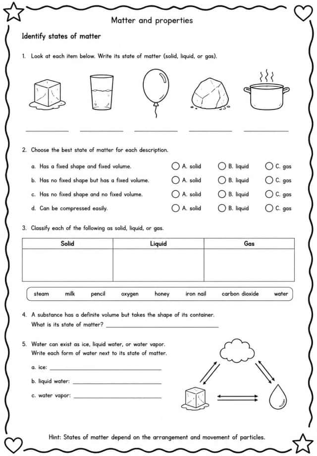 Identify states of matter