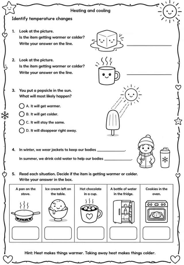 Identify temperature changes