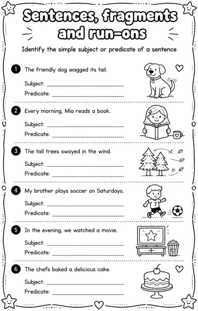 Identify the simple subject or predicate of a sentence