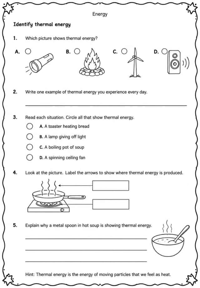 Identify thermal energy