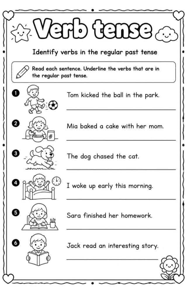 Identify verbs in the regular past tense
