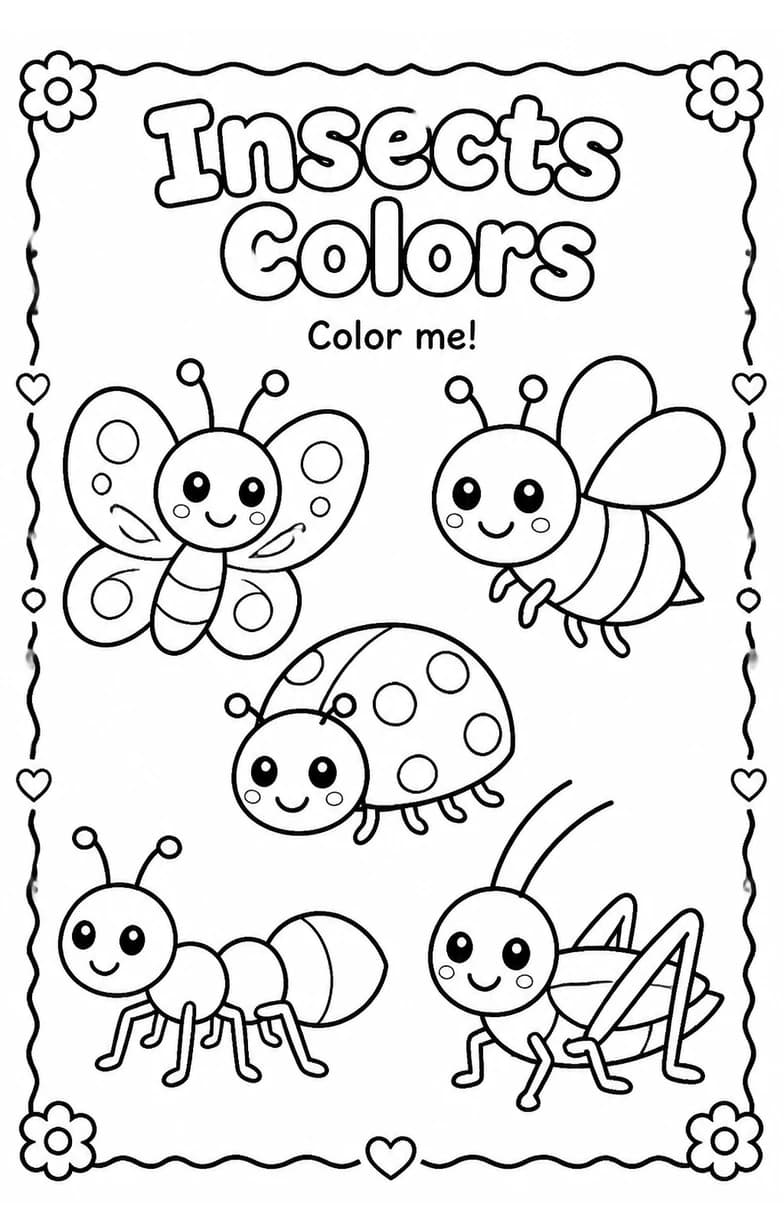 Insects Colors Coloring Page