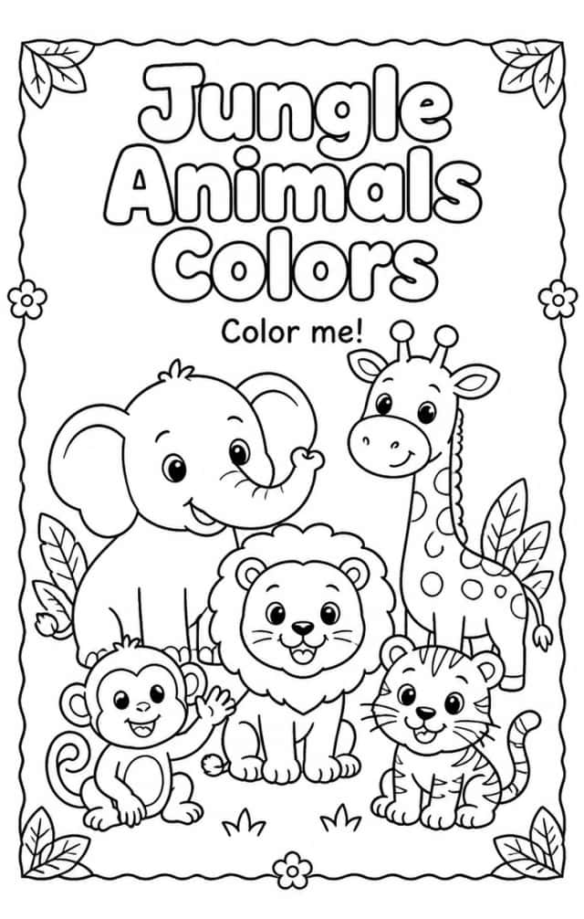 Jungle Animals Colors Coloring Page