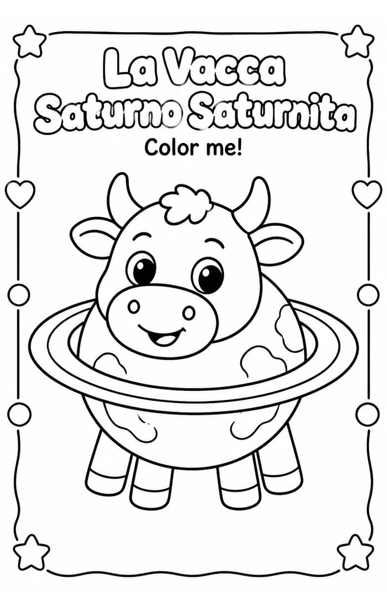 La Vacca Saturno Saturnita Coloring Pages — free printable Kindergarten Art worksheet
