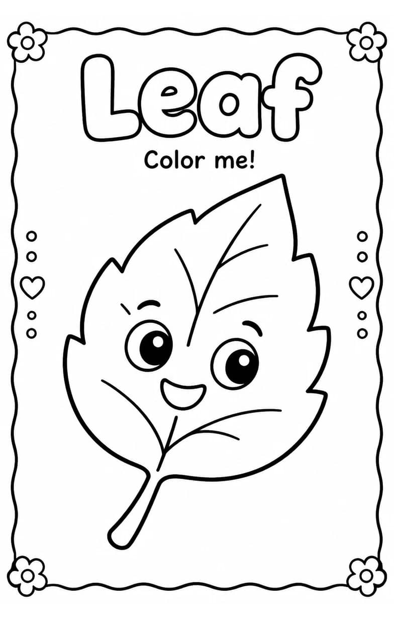 Leaf Coloring Pages — free printable Kindergarten Art worksheet