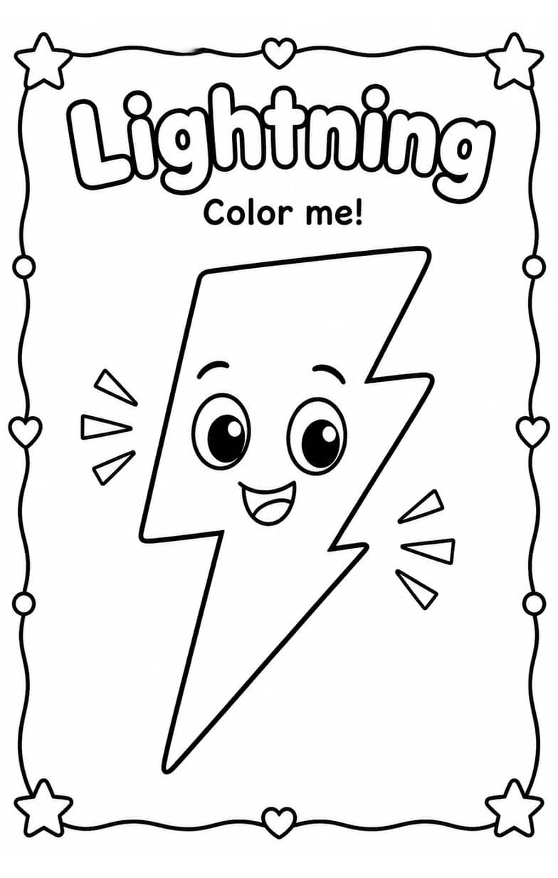 Lightning Coloring Pages — free printable Kindergarten Art worksheet