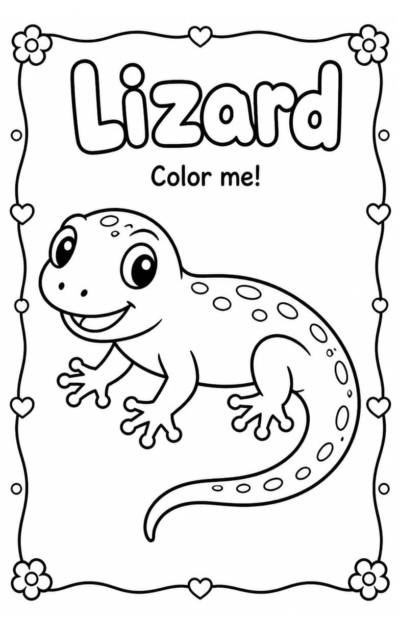 Lizard Coloring Pages — free printable Kindergarten Art worksheet