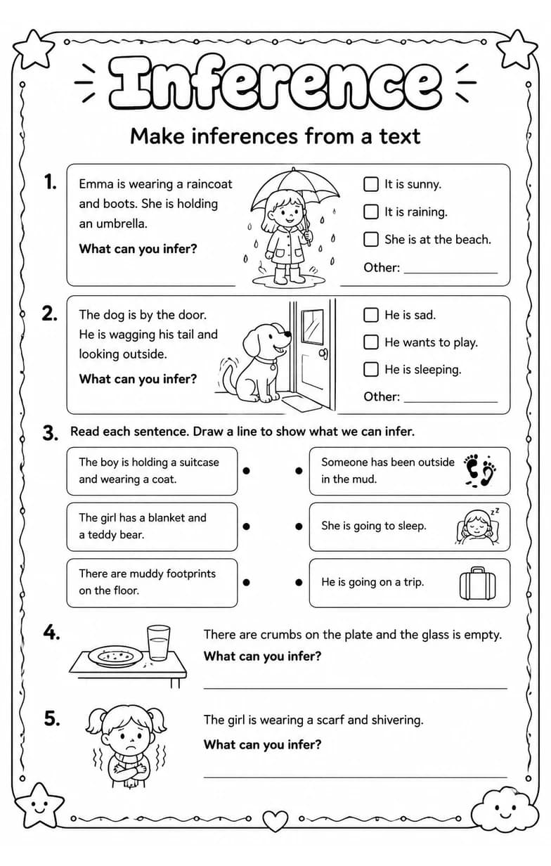 Make inferences from a text — free printable Reading strategies English worksheet