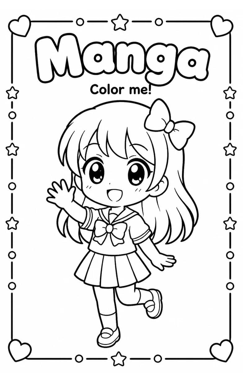 Manga Coloring Pages — free printable Kindergarten Art worksheet