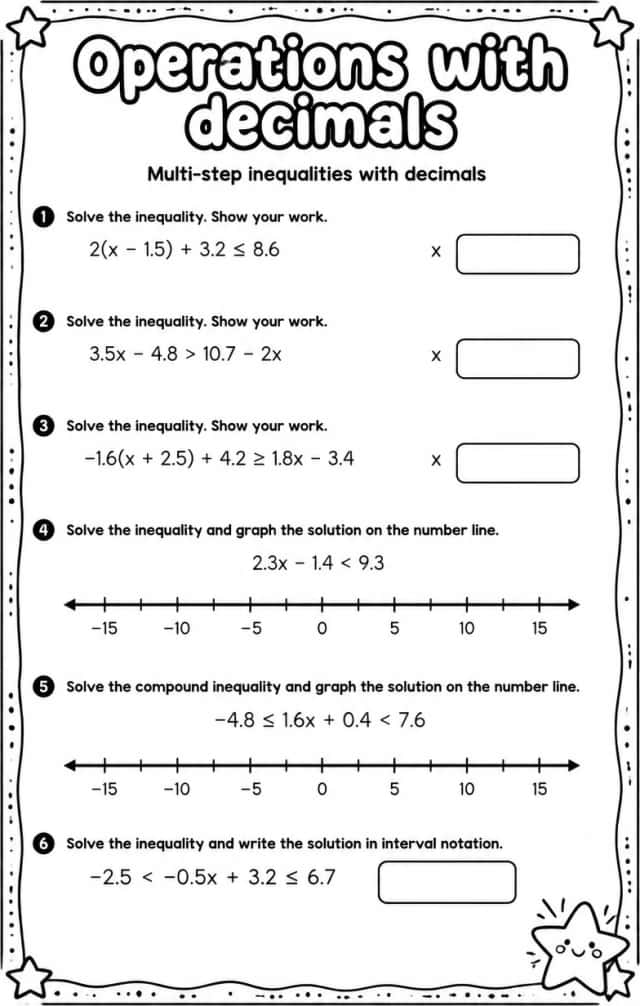 Multi-step inequalities with decimals