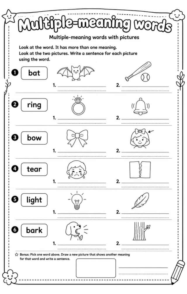 Multiple-meaning words with pictures