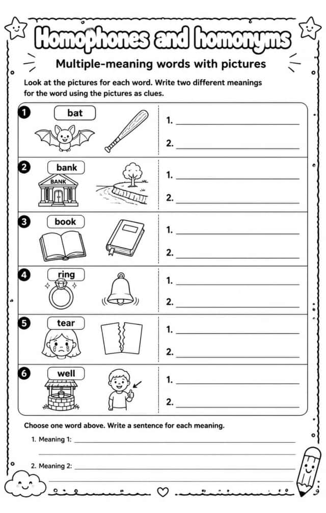 Multiple-meaning words with pictures