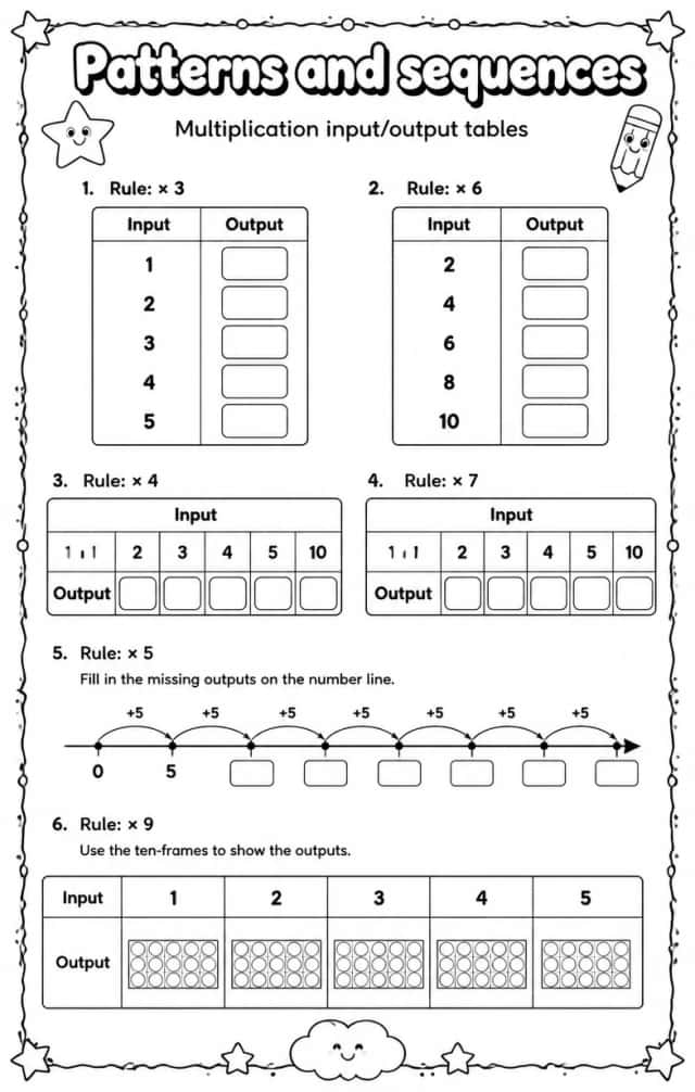 Multiplication input/output tables