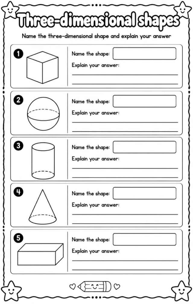 Name the three-dimensional shape and explain your answer