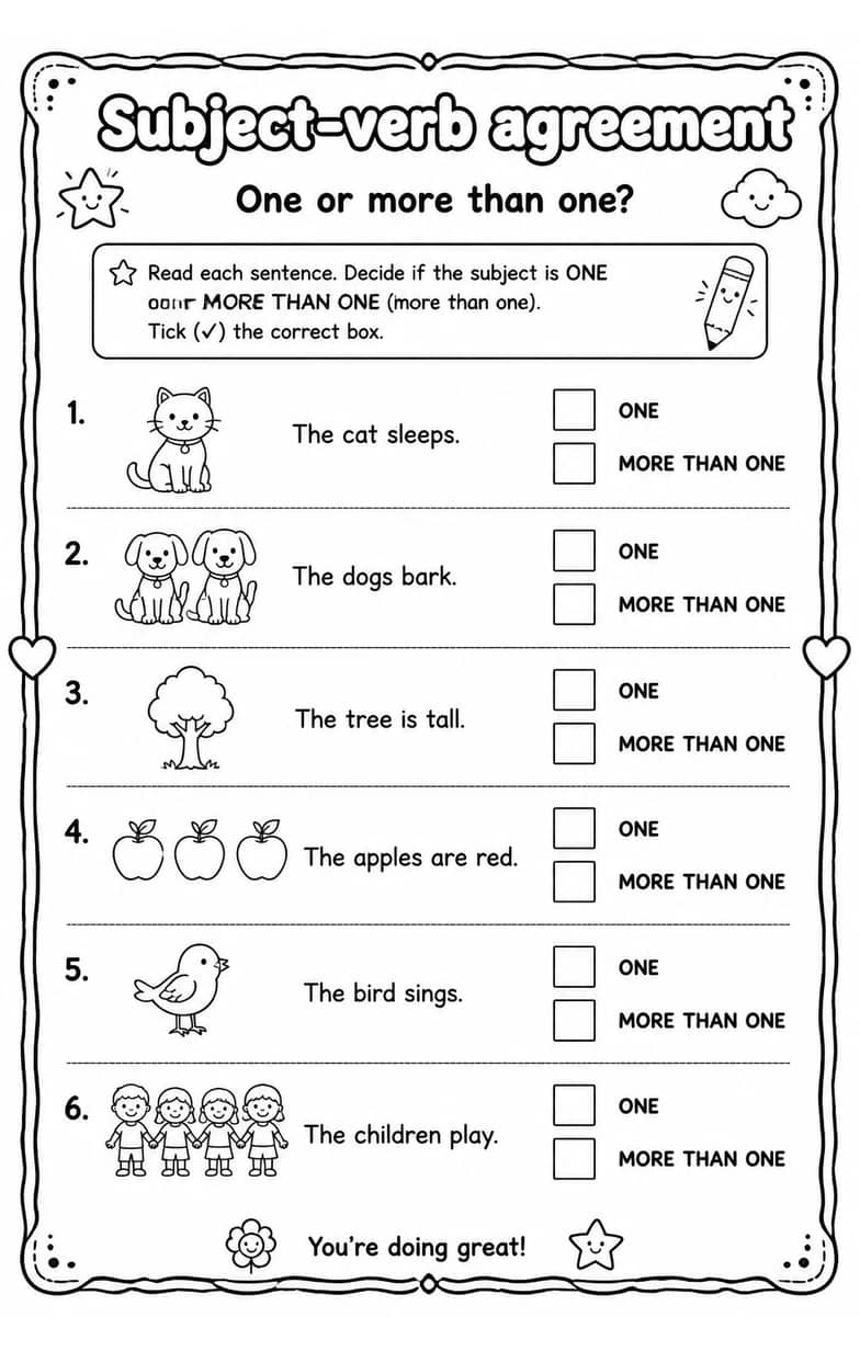 One or more than one? — free printable Grammar and mechanics English worksheet
