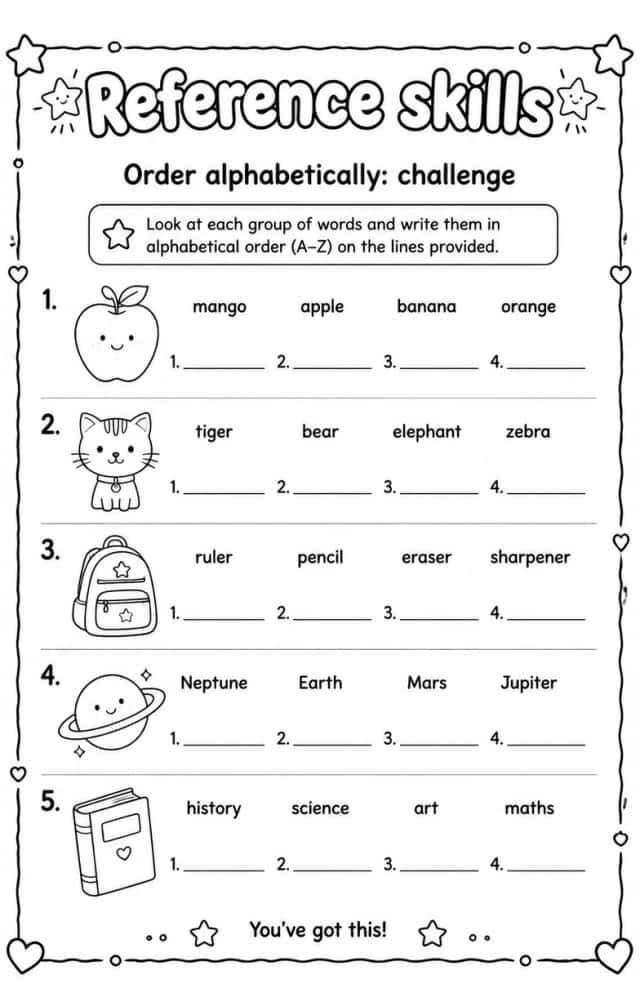 Order alphabetically: challenge