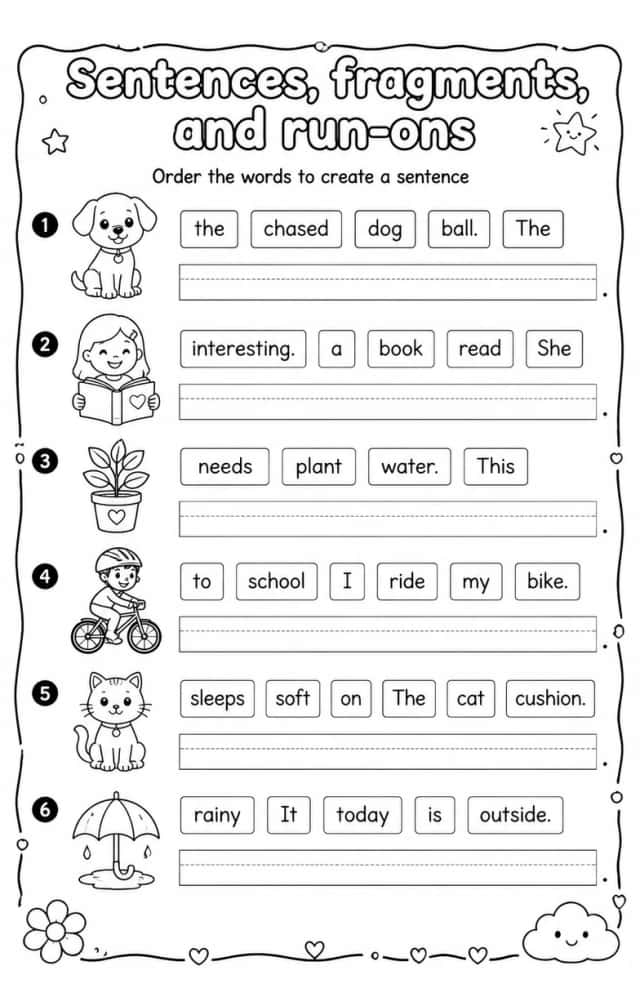 Order the words to create a sentence