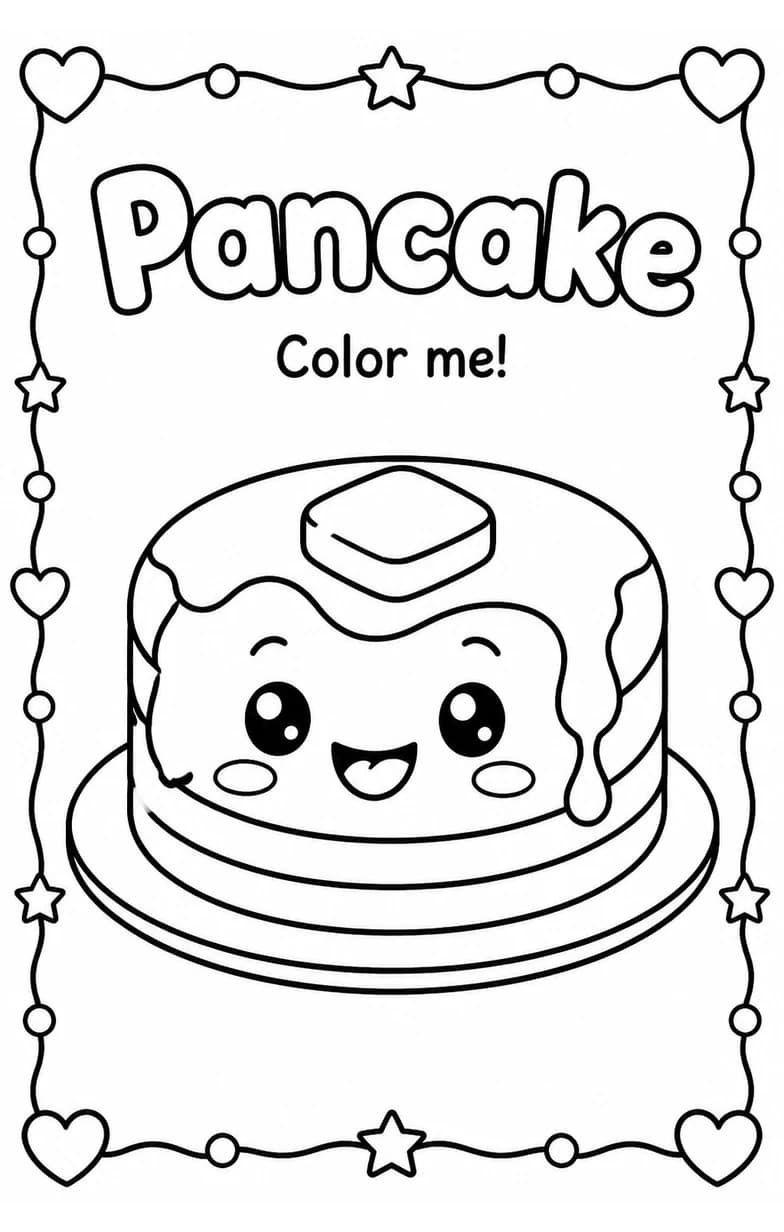 Pancake Coloring Pages — free printable Kindergarten Art worksheet