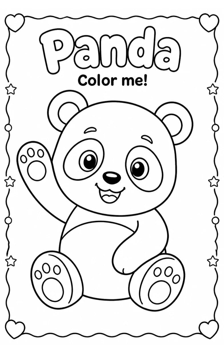 Panda Coloring Pages — free printable Kindergarten Art worksheet