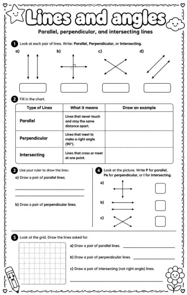 Parallel, perpendicular, and intersecting lines