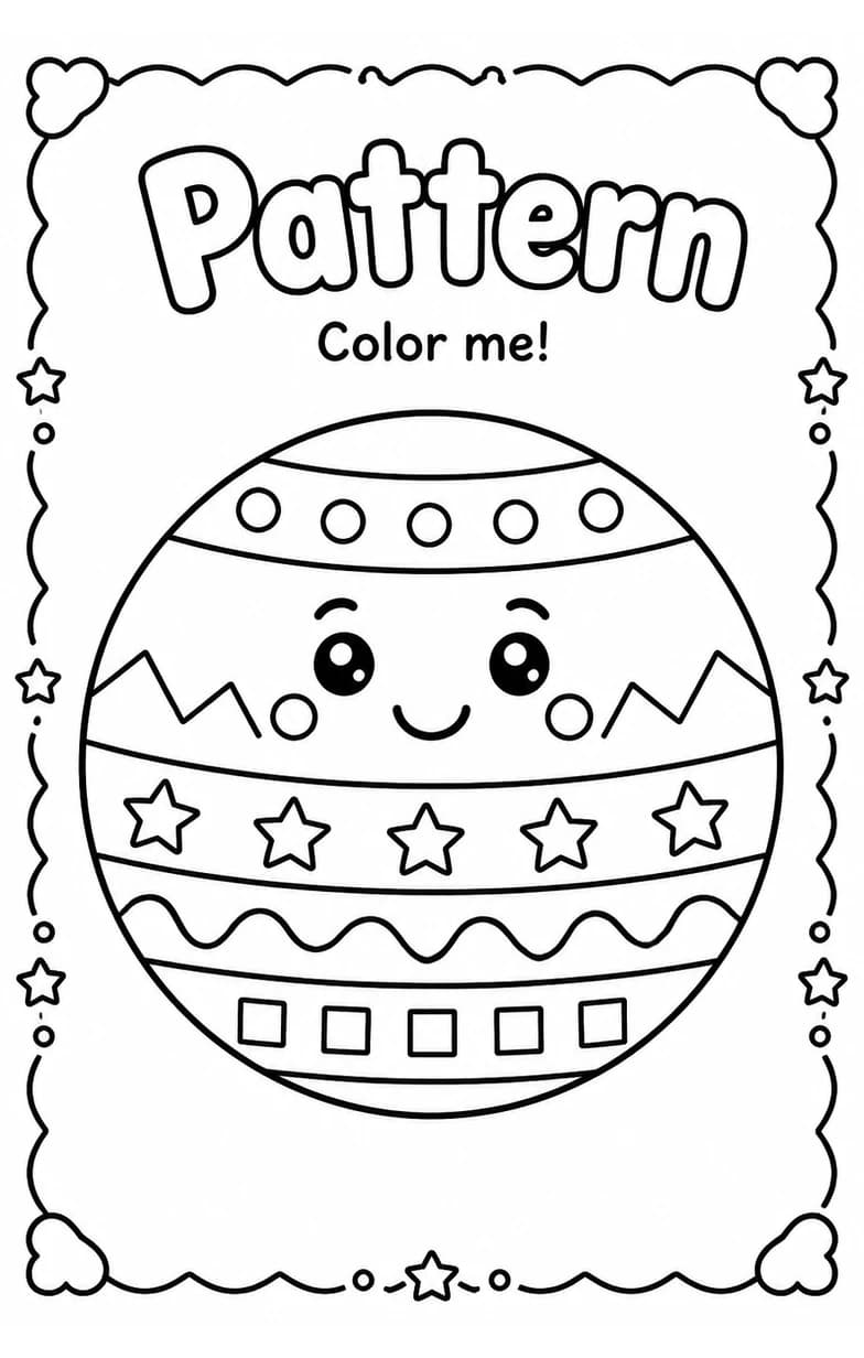 Pattern Coloring Pages — free printable Kindergarten Art worksheet