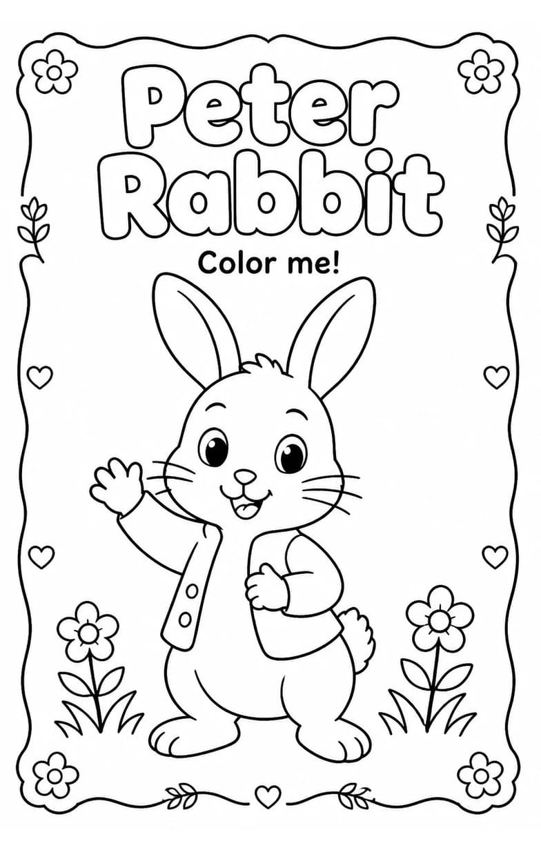 Peter Rabbit Coloring Pages — free printable Kindergarten Art worksheet